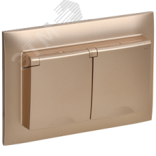 SKANDY Розетка 2-местная и крышкой 16А в сборе IP44 SK-R12Sa песочный IEK