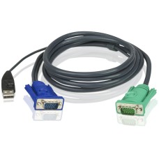 Кабель KVM  USB(тип А Male)+HDB15(Male) <->  SPHD15(Male) 1,2м., черный/ATEN/ CABLE HD15M/USB A(M)--SPHD15M, 1.2M