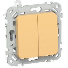 FLITE Выключатель 2-клавишный 10А ВС12-1-0-ФлЗ золотарник IEK