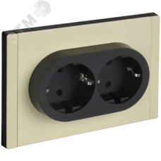 FORTE&PIANO Розетка 2-местная с заземлением с защитными шторками безвинтовое крепление 16А FP823M металл слоновая кость IEK