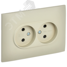 SKANDY Розетка 2-местная без заземления с защитными шторками 10А в сборе SK-R09B бежевый IEK