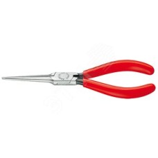 Длинногубцы плоские прямые гладкие губки 55 мм L-160 мм чёрные обливные рукоятки блистер