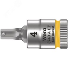 Головка торцевая 8740 A Hex-Plus HF Zyklop со вставкой под внутренний шестигранник DR 1/4 с функцией фиксации крепежа 4X28 мм