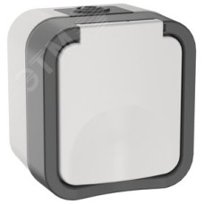 Розетка 1-местная заземляющим контактом и крышкой TORS 16А IP55 белый