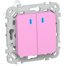 FLITE Выключатель 2-клавишный проходной с индикацией 10А ВС62-1-1-ФлПр пурпурный IEK