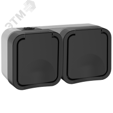 Розетка 2-местная горизонтальная TORS 16А IP55 графит