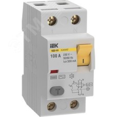 Выключатель дифференциальный (УЗО) KARAT ВД3-63 2P 100А 300мА 6кА тип AC