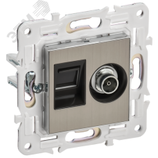 SKANDY Розетка двойная TV+RJ45 кат.6E SK-A15N никель IEK