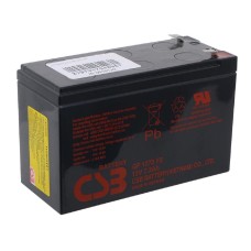 Батарея CSB серия GP, GP1272 F2, напряжение 12В, емкость 7.2Ач (разряд 20 часов), макс. ток разряда (5 сек.) 130А, ток короткого замыкания 304А, макс. ток заряда 2.8A, свинцово-кислотная типа AGM, клеммы F2, ДxШxВ 150.9x64.8x98.6мм., вес 2.4кг., срок служ
