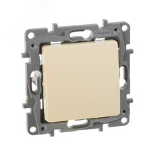 Выключатель 1-клавишный 10А безвинтовое крепление слоновая кость ETIKA