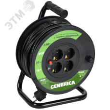 Удлинитель силовой УК30 с термозащитой 4 места 2P+PE/30м 3х1.5мм2 GENERICA