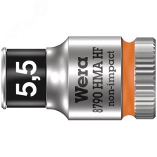 Головка торцевая шестигранная 8790 HMA HF Zyklop DR 1/4 с функцией фиксации крепежа 5.5X23 мм