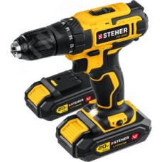 Дрель-шуруповерт 20 В, 40 Нм, 2 АКБ (2 Ач), кейс