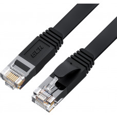 GCR PRO Патч-корд LSZH PROF плоский прямой 3.0m, UTP медь кат.6, черный, 30 AWG, ethernet high speed 10 Гбит/с, RJ45, T568B