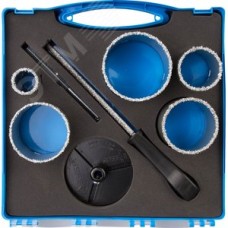 Набор Коронки ''ЭКСПЕРТ'' с карбид-вольфрамовой крошкой, 33, 53, 67, 73, 83мм, 8 предметов