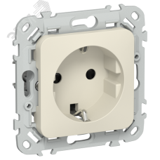FLITE Розетка с заземлением с защитными шторками безвинтовое крепление 16А РСш11-1-ФлСл сливочный IEK