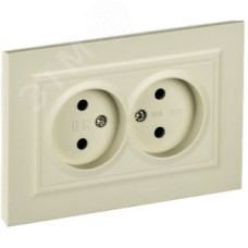BRITE Розетка 2-местная без заземления без защитных шторок 10А в сборе РС12-2-БрКр бежевый IEK