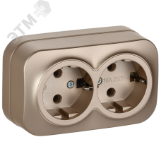 GLORY Розетка 2-местная для открытой установки с заземлением без защитных шторок 16А РС22-3-ХШм шампань матовый IEK
