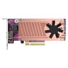 карта расширения/ QNAP QM2-2P10G1TB Marvell AQC113C PCIe Gen3 x8, Dual M.2 2280 PCIe Gen3 x4 NVMe, LAN 1x10GBASE-T 10GbE, Low-profile bracket pre-loaded, Low-profile flat and Full-height are bundled
