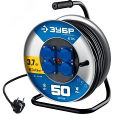 Удлинитель силовой на стальной катушке КГ-315, КГ, 3 x 1.5 мм2, 50 м, 3700 Вт, IP44, Профессионал