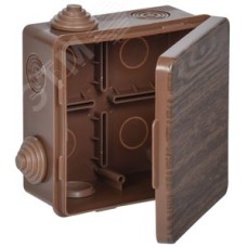 Коробка распределительная КМ 100х100х50мм для наружного монтажа с откидной крышкой  IP54 8 вв. дуб