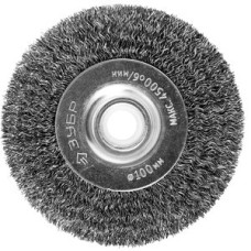 Щетка дисковая для точильно-шлифовального станка, витая стальная проволока 0,3мм, 100х12,7мм ''Профессионал''.