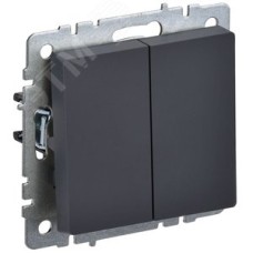 BRITE Выключатель двухклавишный проходной 10А ВС10-2-6-БрГ графит