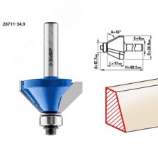 Фреза кромочная калевочная(фасочная) №9 34,9x16мм