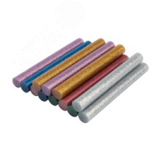 Стержни клеевые диаметр 11 мм, 100 мм, цветные с блестками (уп - 12 шт.)