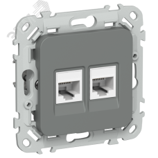 FLITE Розетка 2-местная компьютерная RJ45 категория 5Е UTP РК5е-2-0-ФлМа мокрый асфальт IEK