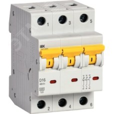 Выключатель автоматический ВА47-60МА без теплового расцепителя 3P 16А 6кА D