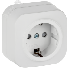GLORY Розетка 1-местная для открытой установки с заземлением с защитными шторками 16А РСш20-3-ХБм белый матовый IEK