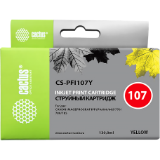 -/ Картридж струйный Cactus CS-PFI107Y желтый (130мл) для Canon IP iPF670/iPF680/iPF685/iPF770/iPF780/i